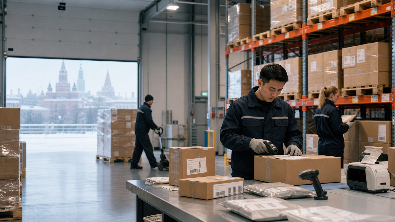 Moscow fulfillment warehouse preparing marketplace shipments